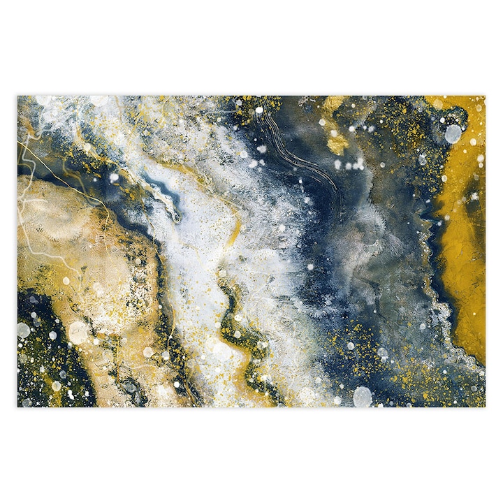 Стъклен панел за гръб на кухня, ARTHUB, Blue and Gold Texture, 80x120cm