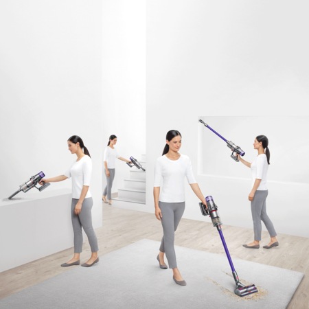 Aspirator vertical Dyson V11 Extra, 545 W, 29.4V, 0.76 l, autonomie 60 minute, nichel/ albastru