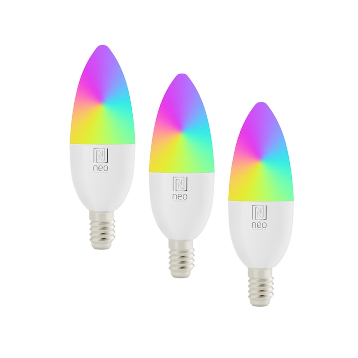 Immax, 3 db okos izzó készlet Neo, LED, E14, 6 W, Wi-Fi, fehér/RGB
