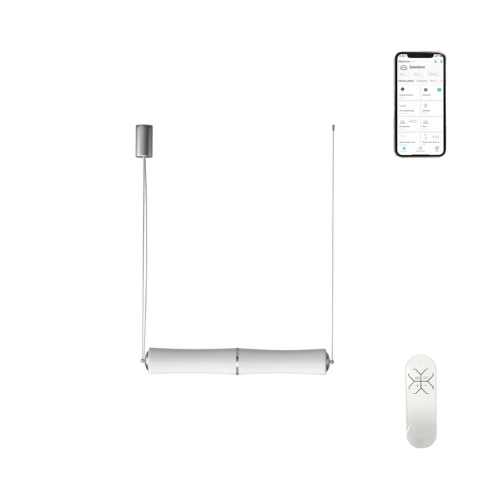 Lustra suspendata Neo Bamboos, Immax, 30W, 90x12.5 cm, Alb