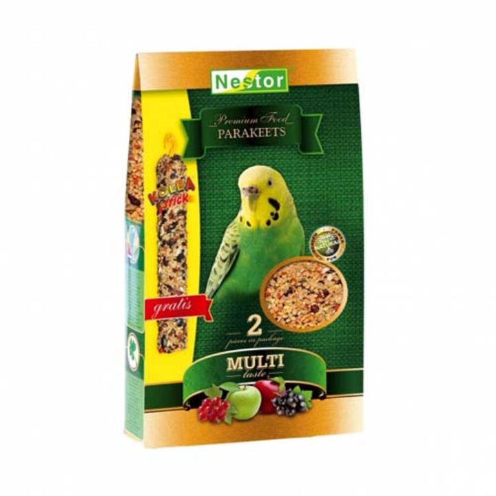 Nestor Premium Prémium táp hullámos papagájnak 1400ml/940g +Ajándék rágórúd