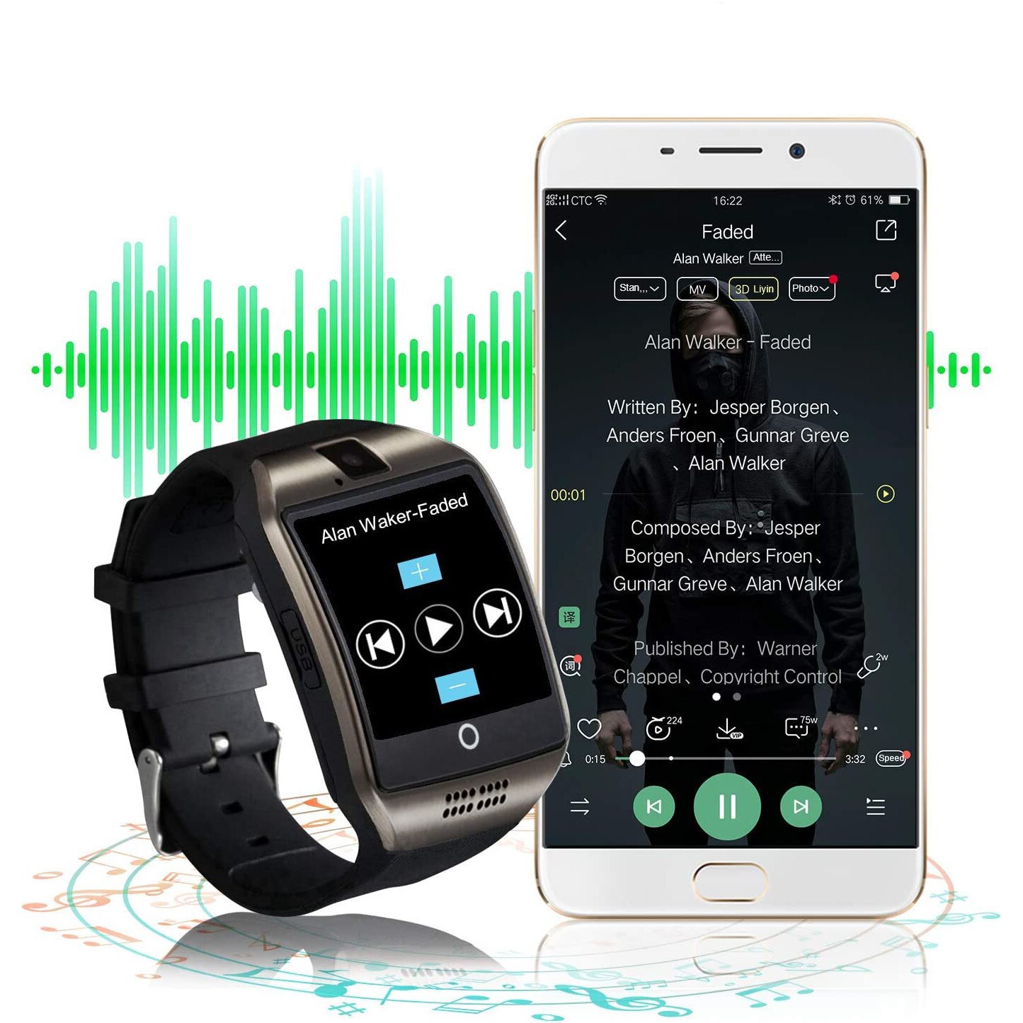 Ceas Smartwatch Tipmant SN06 Slot SIM Pedometru Black eMAG.ro