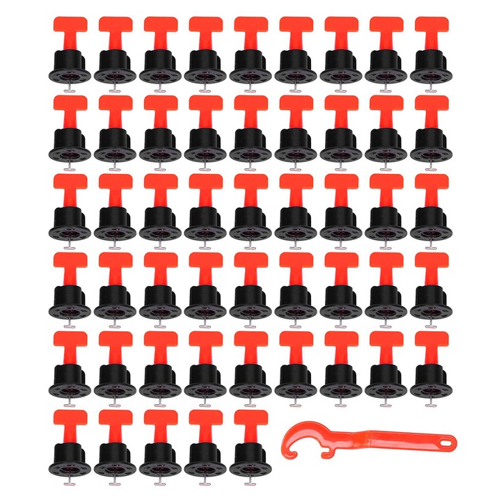 Set 50 tije pentru nivelare gresie, 01684, Rosu/Negru