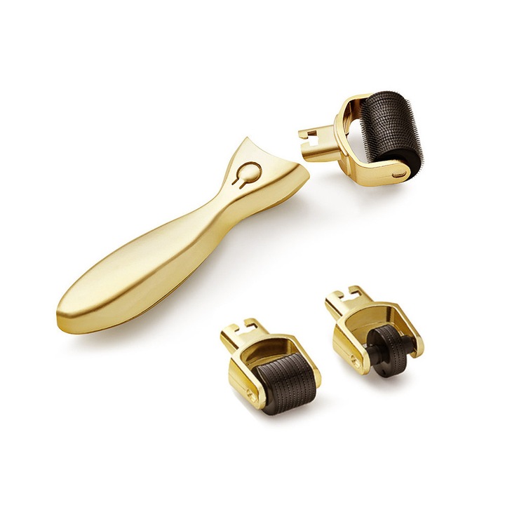 Rola dermatologica 3in1 pentru mezoterapie, 24091, 180/600/1200 ace, Auriu