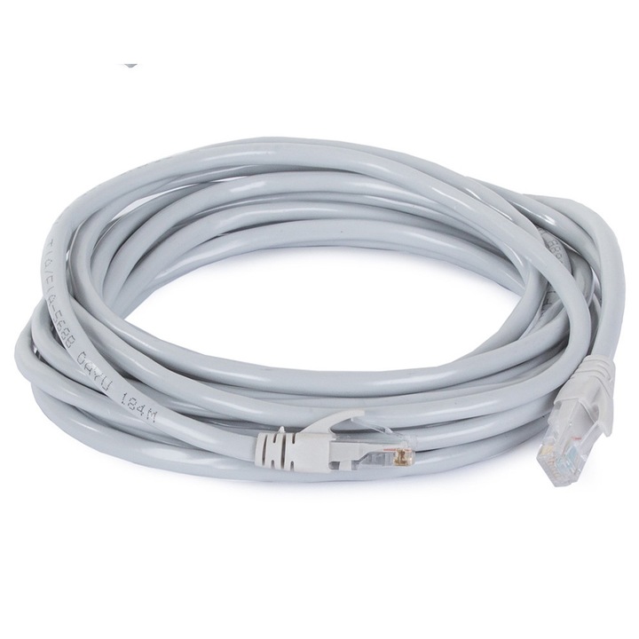 Cablu de retea UTP, Cat6, PVC, Mufa RJ45, 5m, Gri