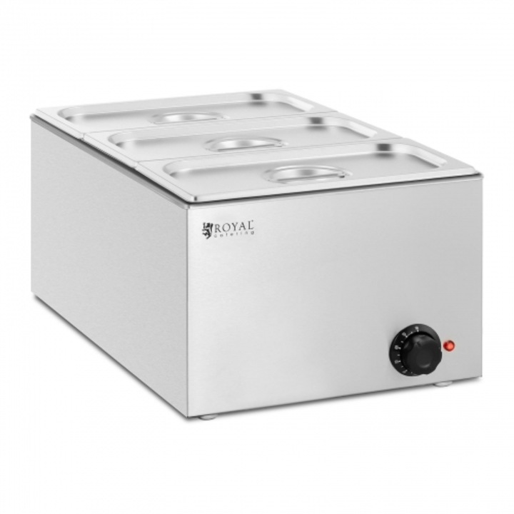 Set 3 x Recipient bain-marie, Royal Catering, Otel inoxidabil, GN 1/3, 16.5 l, Argintiu