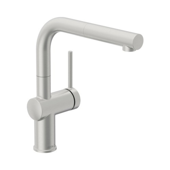 Кухненски кран Hudson с изтеглящ се душ за ниско налягане, външен вид от неръждаема стомана