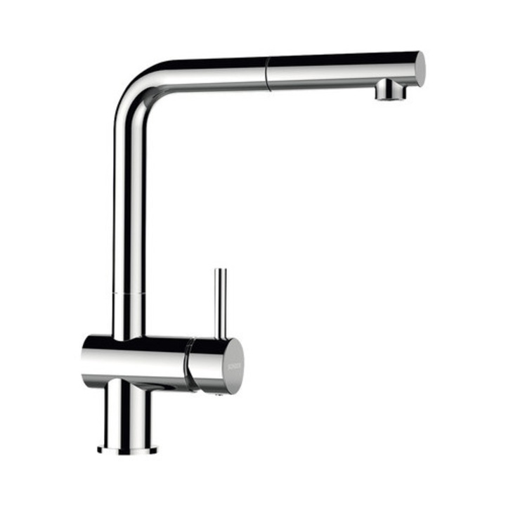 Смесител за кухня с изтеглящ се душ Epos, висок чучур, керамичен патрон, лъскав хром