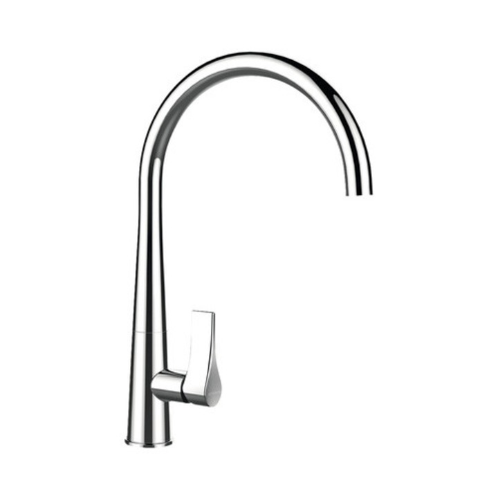 Gota egykaros konyhai csaptelep, magas kifolyó, kerámiapatron, fényes króm