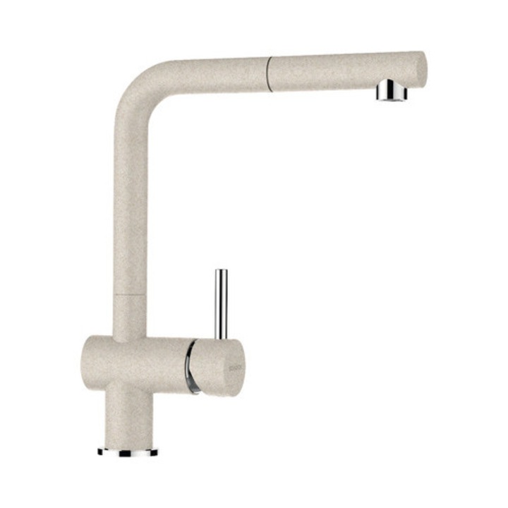 Смесител за кухня с изтеглящ се душ Epos, висок смесител, керамичен патрон, Cristalite Sabbia