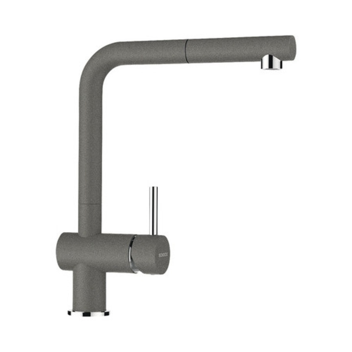Смесител за кухня с изтеглящ се душ Epos, висок кран, керамичен патрон, Cristalite Asphalt