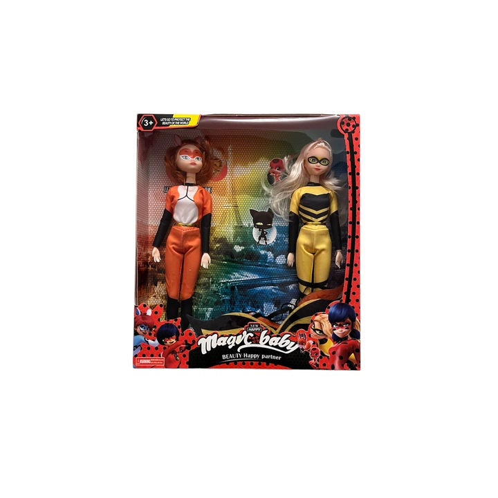 Két Magic Baby babából álló készlet, narancssárga/sárga, 29/33 cm