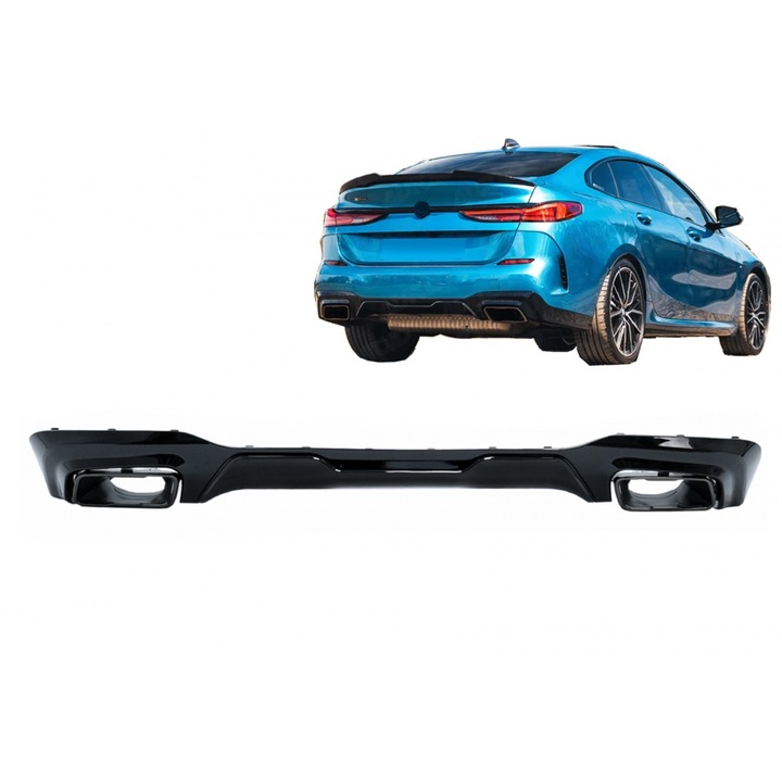 Difuzor Bara Spate cu Evacuare Dubla Negru Lucios compatibil cu BMW 2 Series F44 Gran Coupé 2020-up M235I Design