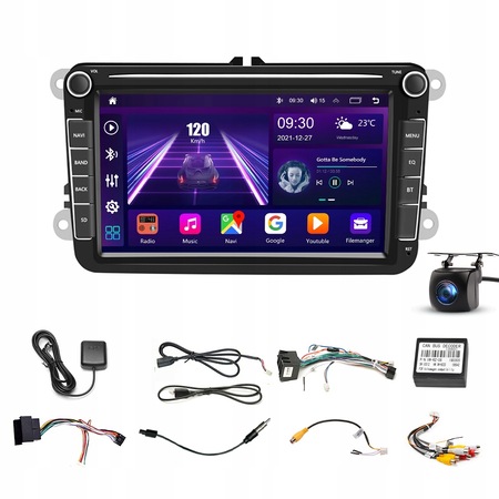 Navigatie cu Android 10, 2GB RAM 32 GB ROM, Ecran de 8 Inch, dedicata VW, Volkswagen, Golf, Polo, Tiguan, Passat, B7, B6, SEAT, Leon, Skoda, Octavia, Rama 2din