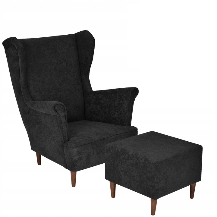 Max skandináv fa fotel lábtartó kárpittal nappali 104x84x92 fekete