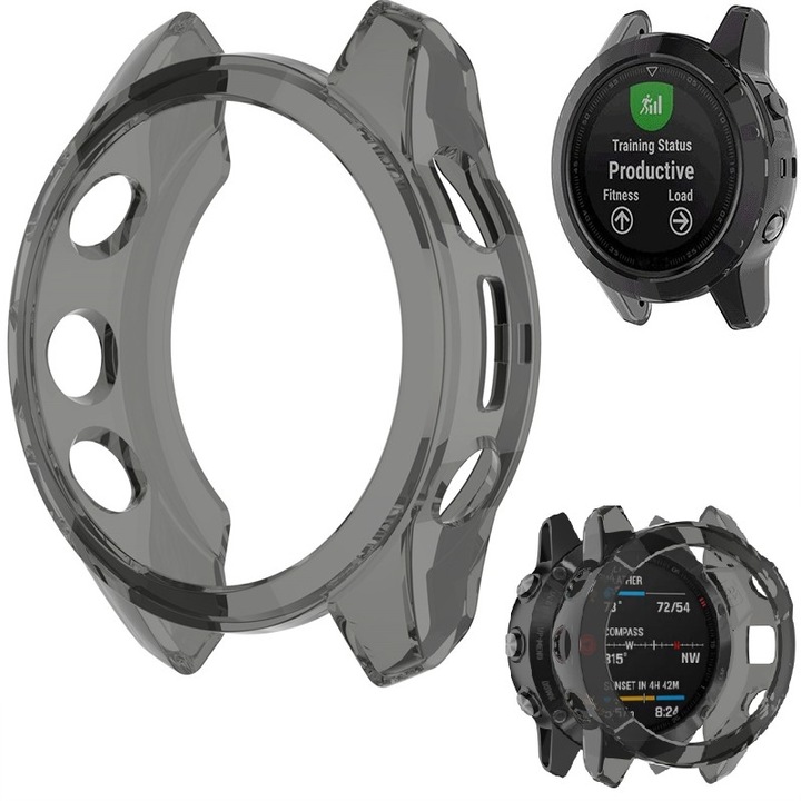 Carcasa de protectie, Garmin Fenix 7, Silicon, Flexibil, Negru