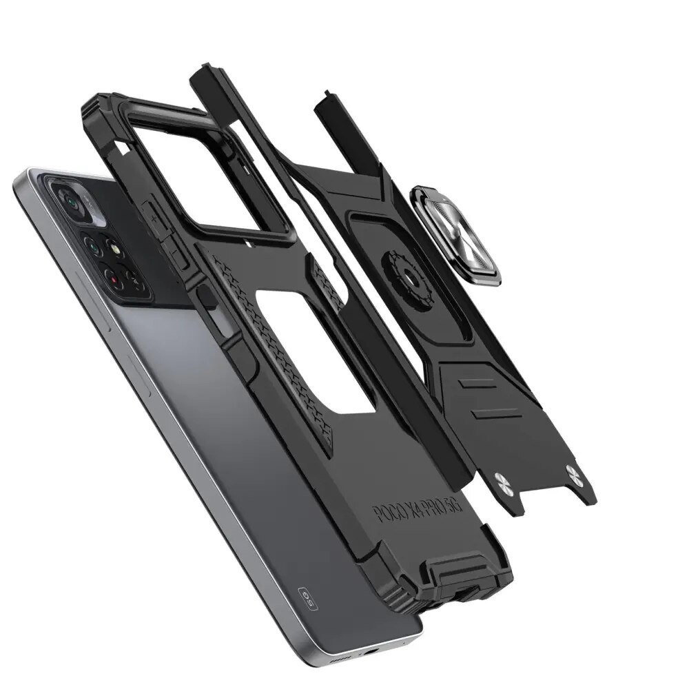 Husa cu suport inel Wozinsky, pentru Mi Poco M4 Pro/Redmi Note 11/11T/11S, TPU, Negru