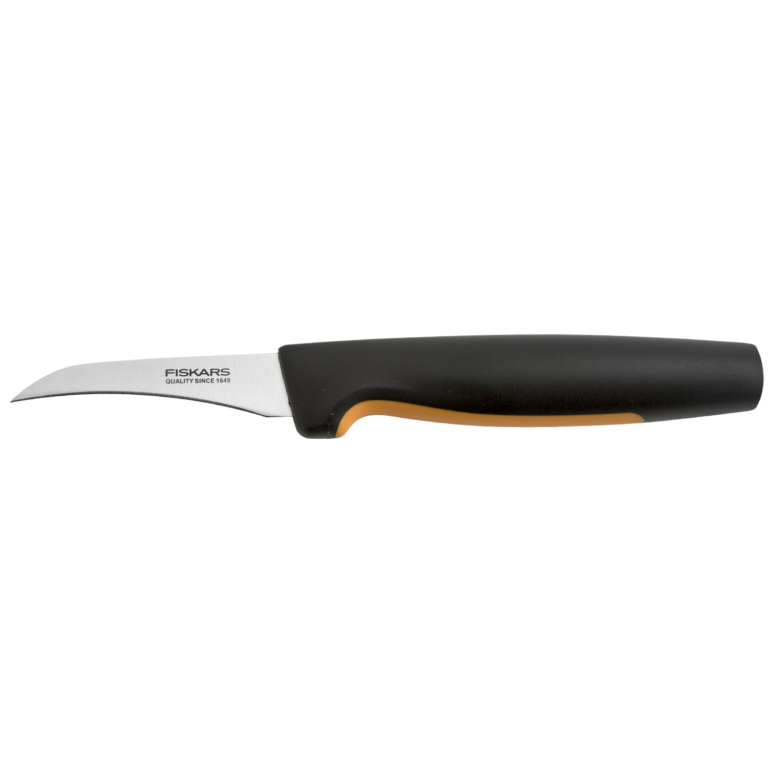 Нож Fiskars, Неръждаема стомана, 7 см, Черен/Оранжев - eMAG.bg