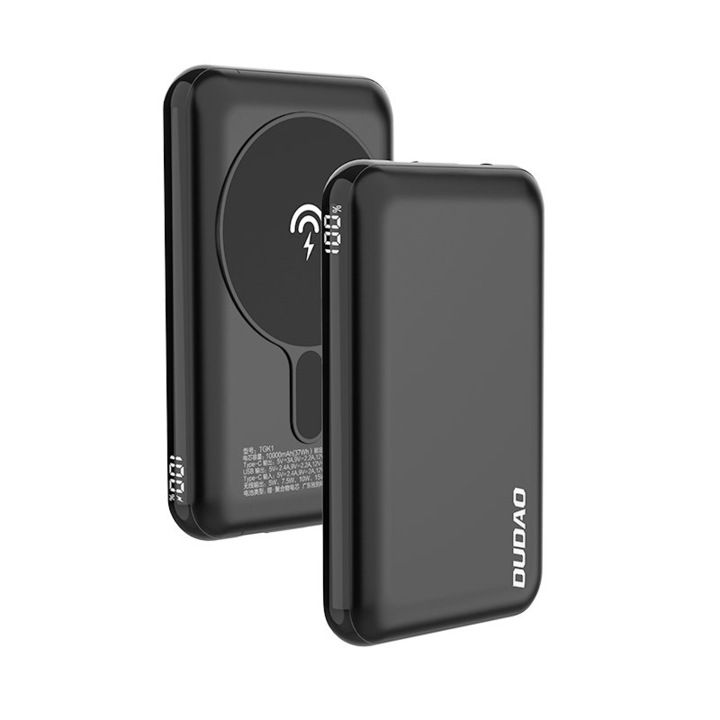 Incarcator wireless, Dudao, 15W, 10000mAh, Negru