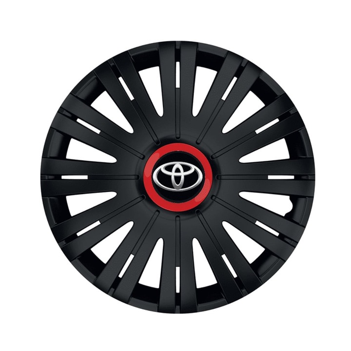 Комплект от 4 черни капачки за джанти с Active Red Ring R15 за автомобилната гама Toyota