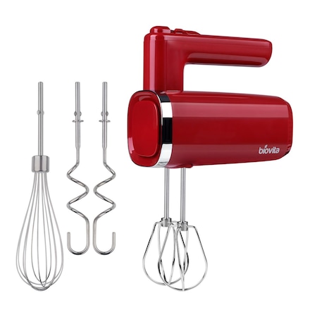 Mixer de Mana, 500W Putere, 3 Accesorii Incluse, Biovita EasyMix-500, Rosu