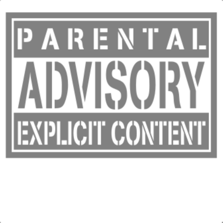 Sticker decorativ perete, auto si geam, Parental advisory, explicit content, Gri, 19 cm