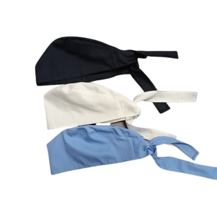 Комплект медицински шапки Maria'S, Три броя, Бял/Лазурносин/Тъмносин, Универсален размер