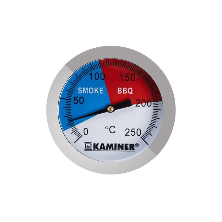 Kaminer Smoke&BBQ grillezési hőmérő, acél, 0–250 Celsius fok, ezüstszín