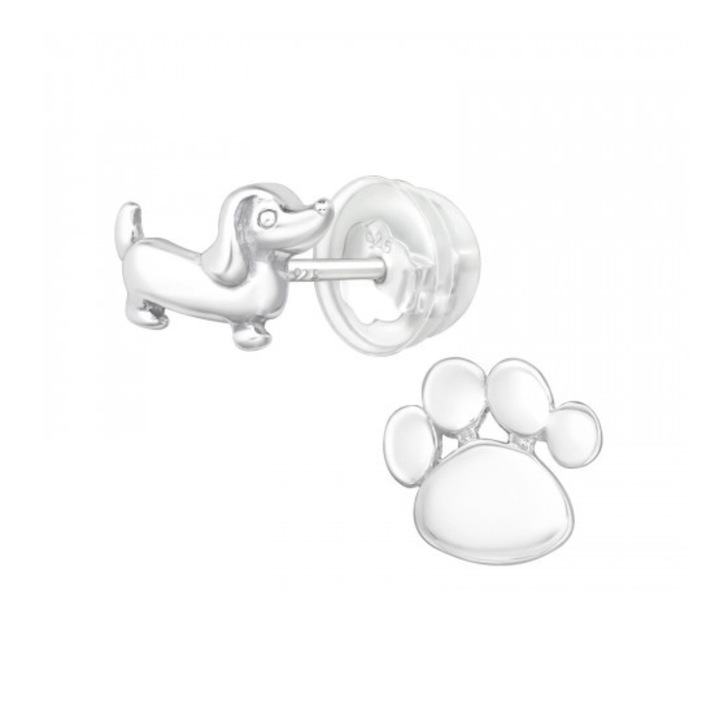 Fülbevaló gyerekeknek Bebe Doggy Boutique 23, ezüst 925, csavar szilikon védelemmel, ékszerdoboz