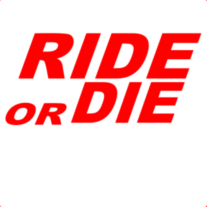 Sticker decorativ perete, auto si geam, Ride or die, Rosu, 19 cm