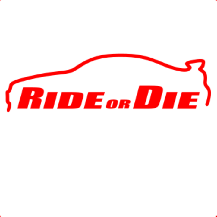 Sticker decorativ perete, auto si geam, Ride or die versiunea 2, Rosu, 19 cm