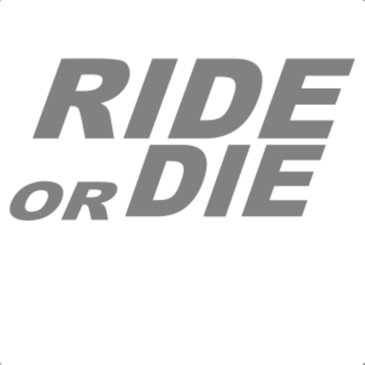 Sticker decorativ perete, auto si geam, Ride or die, Gri, 19 cm