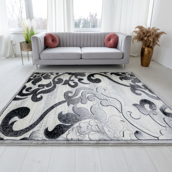 Covor Polo, model 01302A Beiaz A Grey, 150 cm x 233 cm