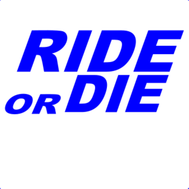 Sticker decorativ perete, auto si geam, Ride or die, Albastru, 19 cm