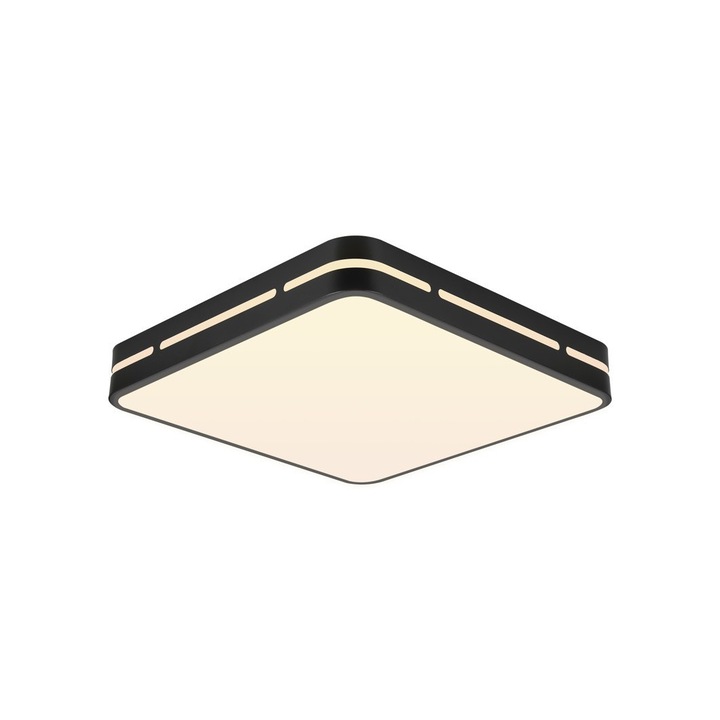 Lustra inteligenta Immax Neo Lite Perfecto, Aluminiu/Metal/Plastic, LED, Wi-Fi, Tuya, 48 W, 42x42 cm, Negru