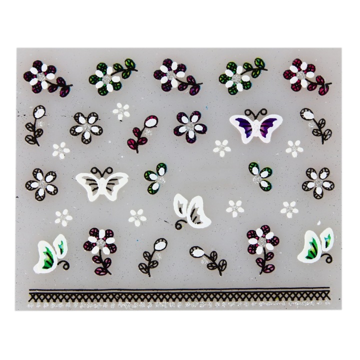 Стикери за декорация на нокти, 3D, Цветя, EHB-002, Многоцветни