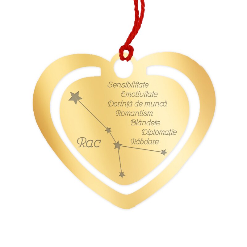 Martisor Semn de Carte Inox Inima Aurie Zodie Rac - eMAG.ro
