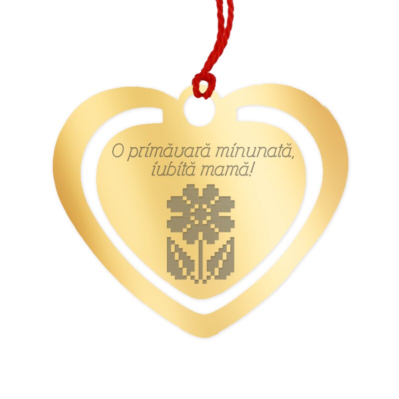 Martisor Semn de Carte Inox Inima Aurie Primavara minunata Mama - eMAG.ro