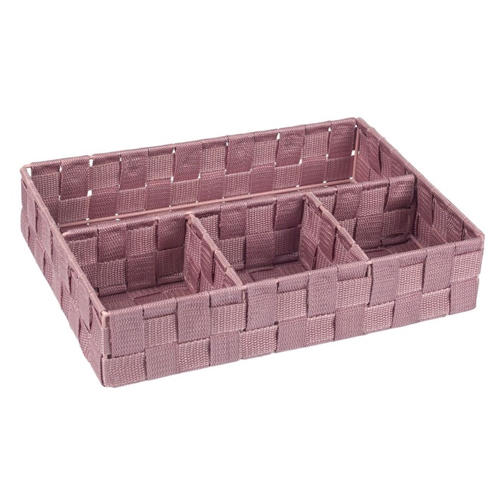 Fonott tárolókosár, 4 férőhelyes, Rózsaszín, 33x24x7 cm