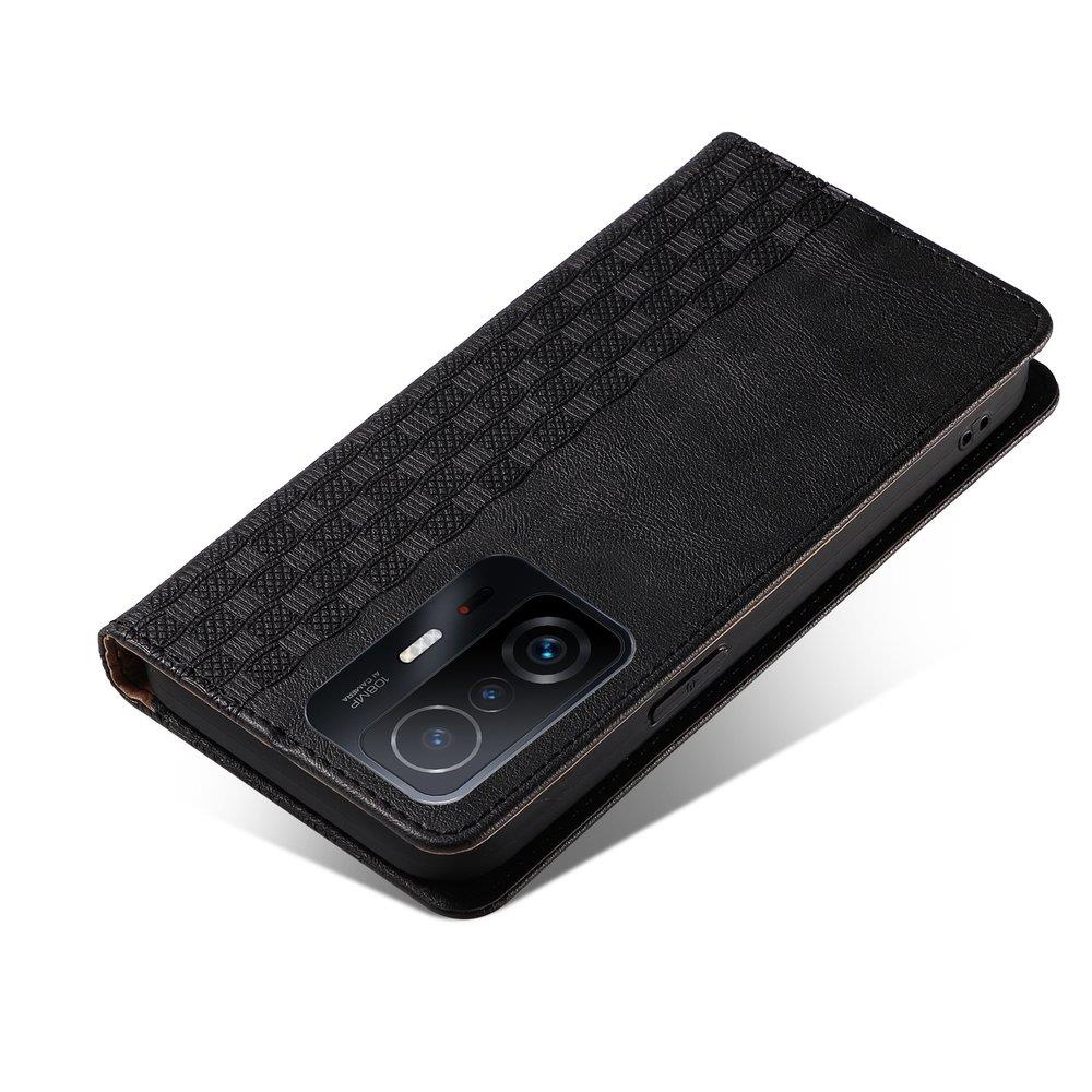 Husa cu snur pentru Xiaomi Redmi Note 11 Pro, Hurtel, Tip carte, Magnet, Buzunar card, Piele, Negru