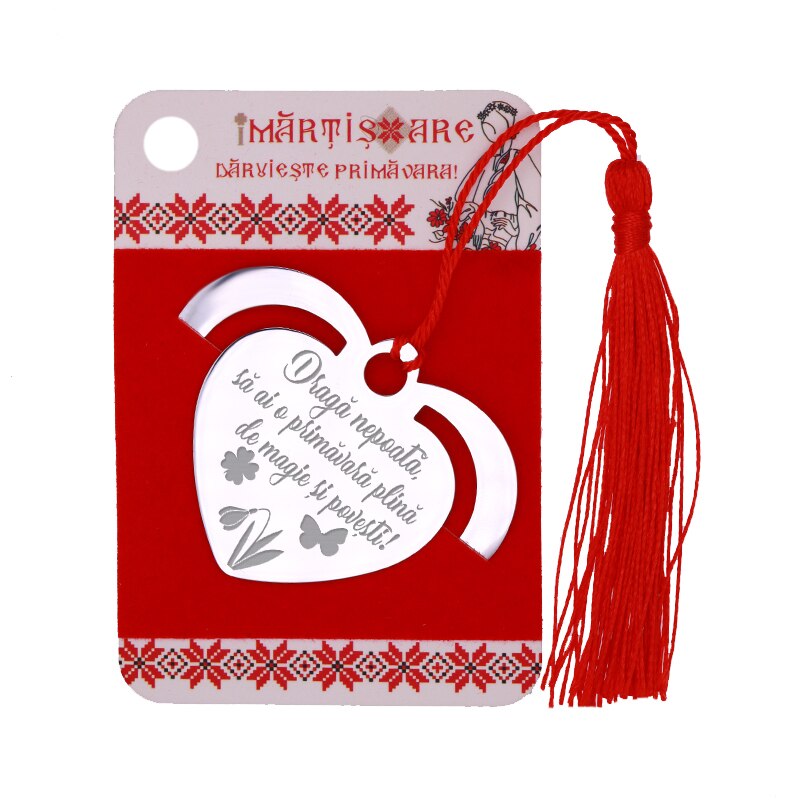 Martisor Semn de Carte Inox Inima Argintie Urare pentru Nepoata - eMAG.ro