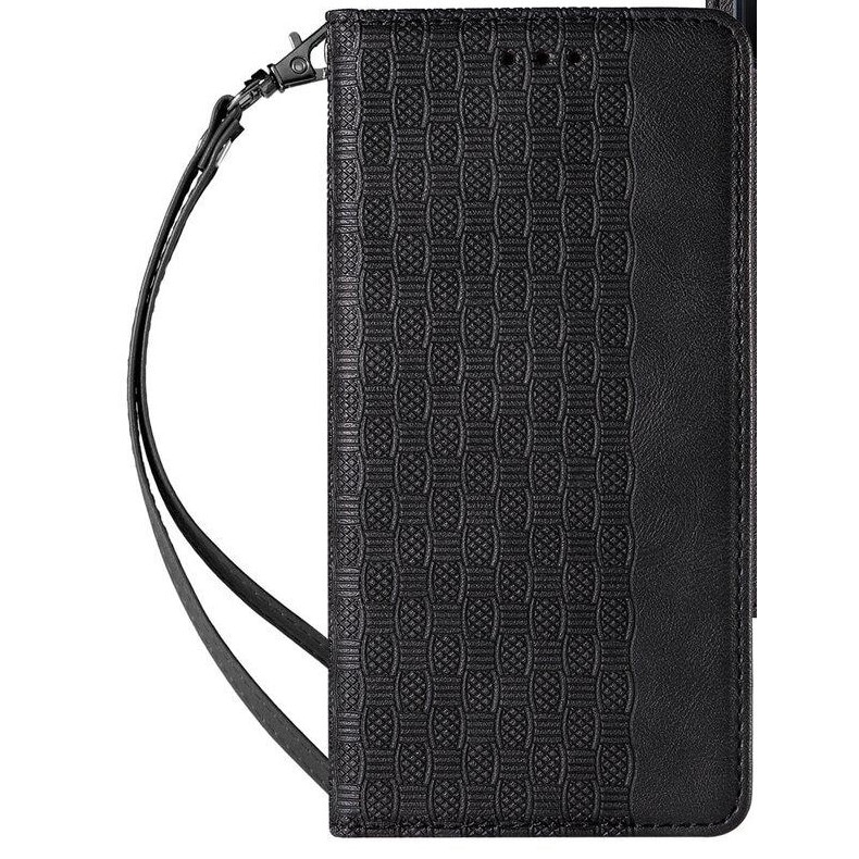 Husa cu snur pentru Xiaomi Redmi Note 11 Pro, Hurtel, Tip carte, Magnet, Buzunar card, Piele, Negru