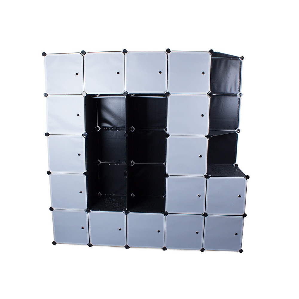 Dulap modular, Plastic, 180x180x46.5 cm, Negru/Alb - eMAG.ro