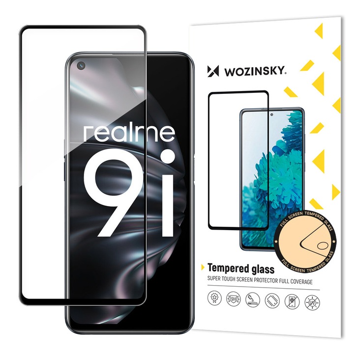 Telefonvédő fólia, Wozinsky, Oppo A76 / Oppo A36 / Realme 9i, fekete/átlátszó