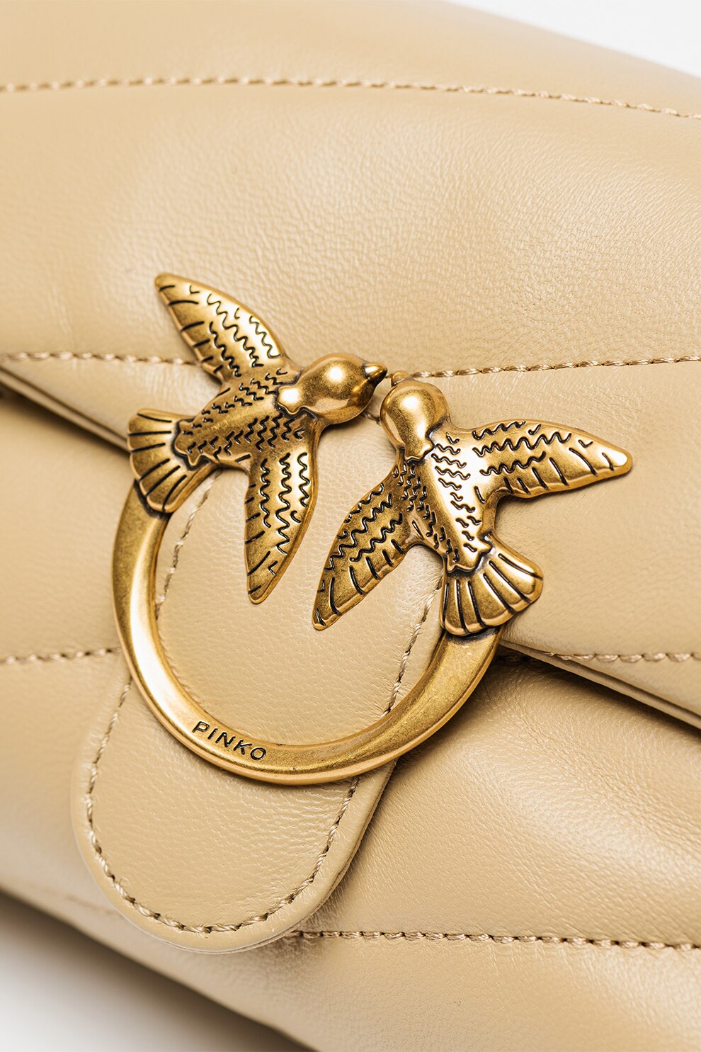 Pinko, Geanta crossbody de piele Love Baby, Kaki eMAG.ro