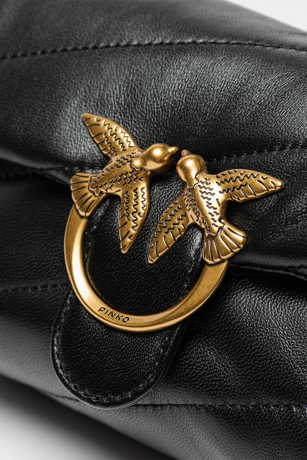 Pinko, Geanta crossbody de piele Love Puff Baby, Negru eMAG.ro