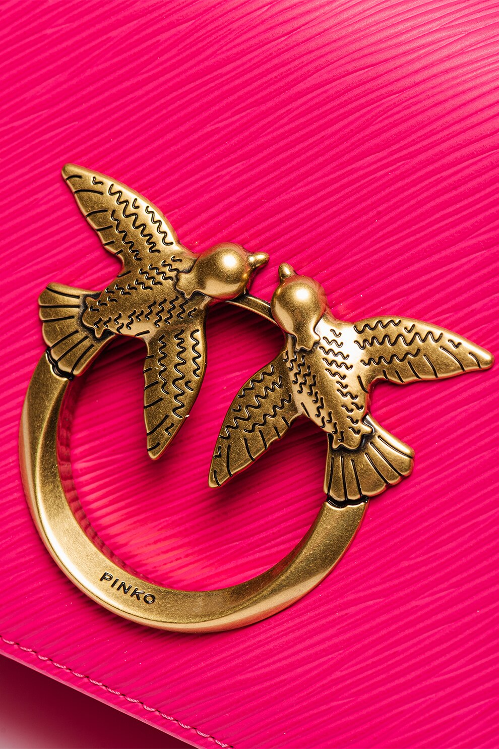 Pinko, Geanta crossbody mica din piele Love Click Exagon, Fucsia eMAG.ro