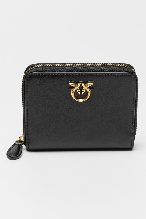 Pinko, Portofel de piele cu fermoar Taylor, Negru