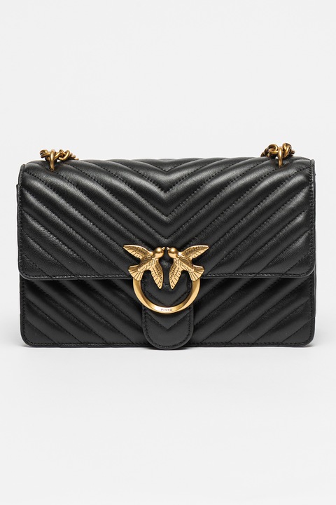 Pinko, Geanta crossbody de piele Love One Classic, Negru