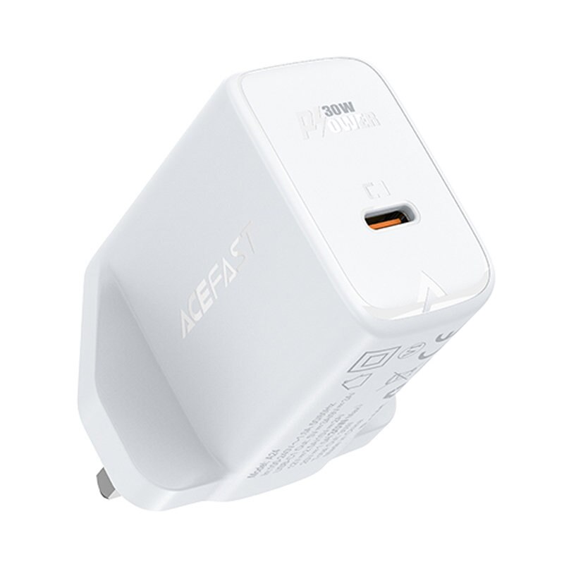 Зарядно устройство Acefast, GaN, UK plug, USB-C, 30W, PPS, Q3 3.0, AFC ...